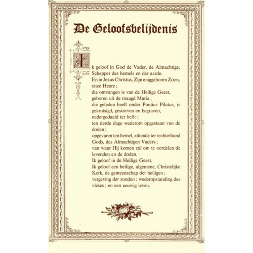 Uitdeelplaat - Geloofsbelijdenis